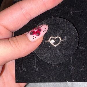 Silver April birthstone Heart Ring